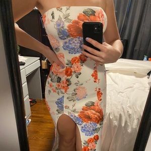FashionNova MIDI Floral Slit Dress